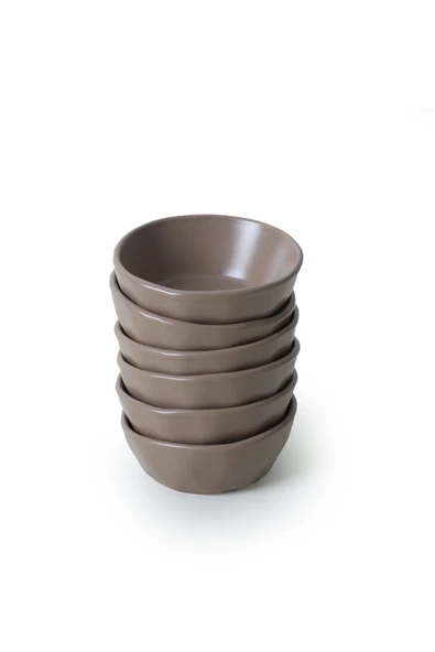 Keramika Mat Toprak Taupe Kristal Çerezlik / Sosluk 12 Cm 6 Adet 977 - 7