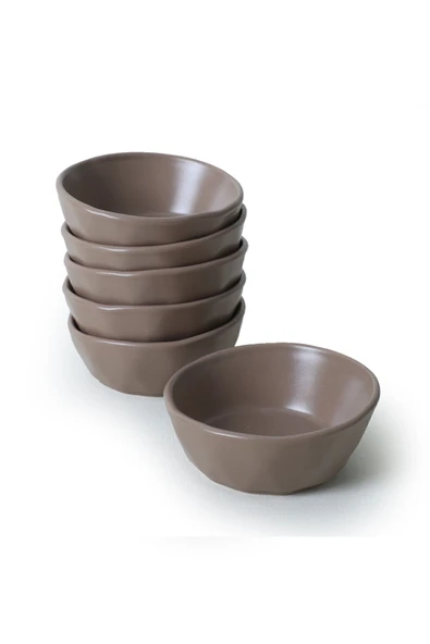 Keramika Mat Toprak Taupe Kristal Çerezlik / Sosluk 12 Cm 6 Adet 977 - 6