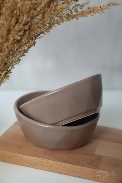 Keramika Mat Toprak Taupe Kristal Çerezlik / Sosluk 12 Cm 6 Adet 977 - 3