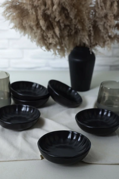 Keramika Mat Siyah Sirius Çerezlik / Sosluk 12 Cm 6 Adet 956 ürün görseli 1