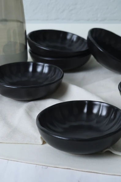 Keramika Mat Siyah Sirius Çerezlik / Sosluk 12 Cm 6 Adet 956 - Resim 3