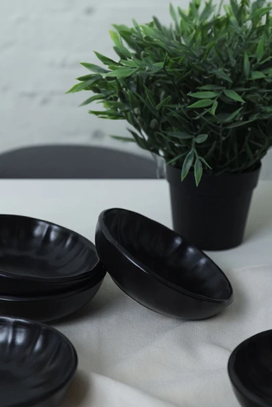 Keramika Mat Siyah Sirius Çerezlik / Sosluk 12 Cm 6 Adet 956 - Resim 2