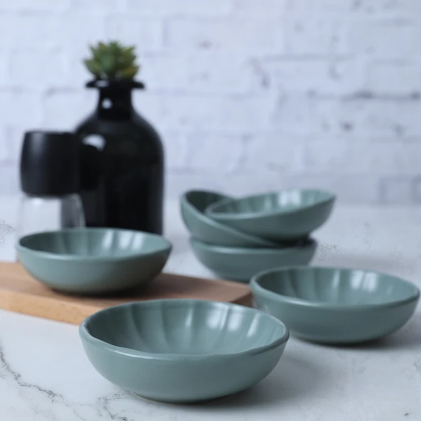 Keramika Mat Yeşil Sirius Çerezlik / Sosluk 12 Cm 6 Adet 322 - 4
