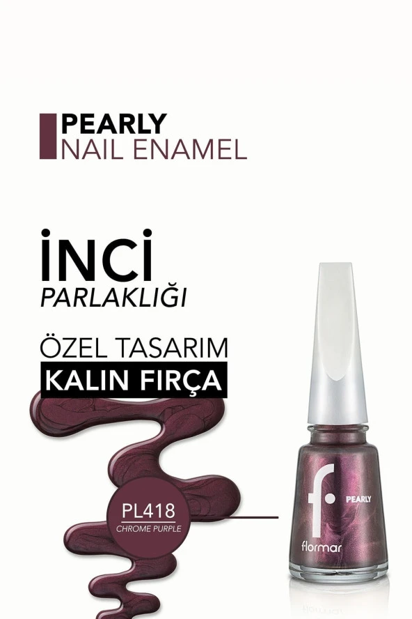 Sedefli Parlak Oje (MOR) - Pearly Nail Enamel - Pl418 Chrome Purple - 8682536035576 - Resim 4