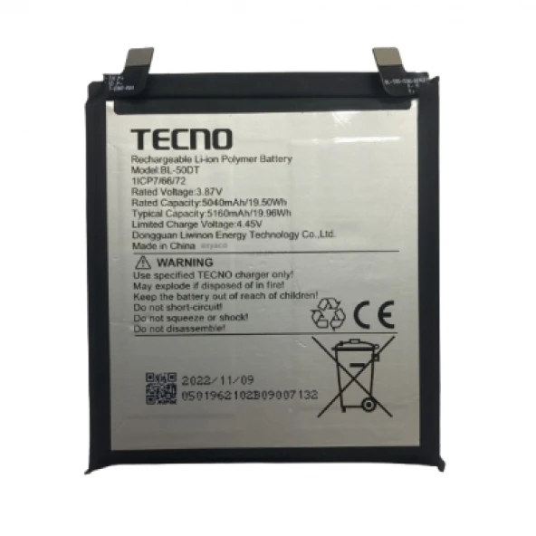 Tecno Phantom X2 Pro Pil Batarya BL-50DT 5160 mAh