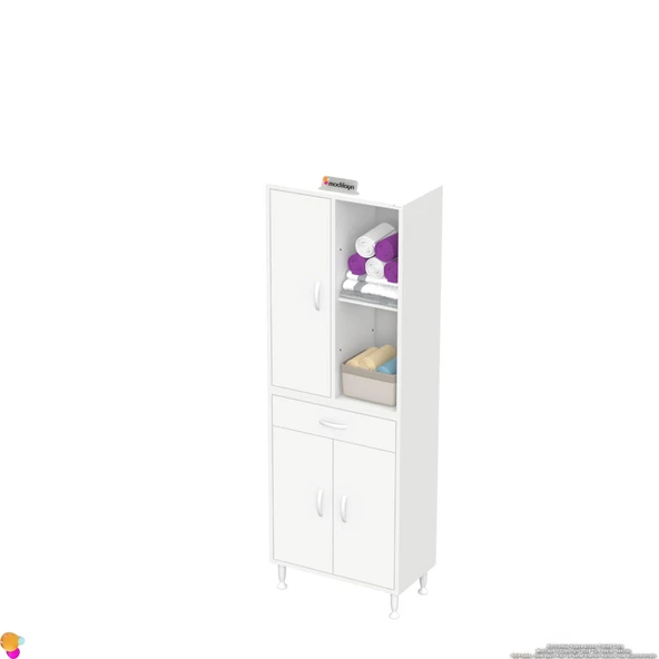 Modilayn AFRA 55x173x32,5 Çok Amaçlı Banyo Mutfak Erzak Kavonoz Kiler Ayakkabı Dolabı - 5