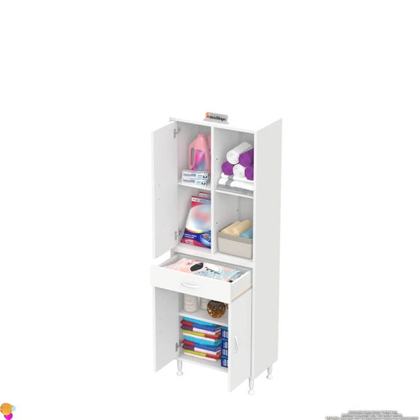 Modilayn AFRA 55x173x32,5 Çok Amaçlı Banyo Mutfak Erzak Kavonoz Kiler Ayakkabı Dolabı - 6