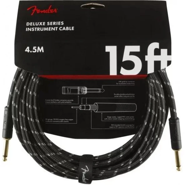 Fender Deluxe Düz/düz Uçlu 4m Siyah Tweed Enstrüman Kablosu