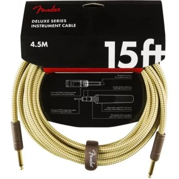 Fender Deluxe Düz/düz Uçlu 4m Tweed Enstrüman Kablosu