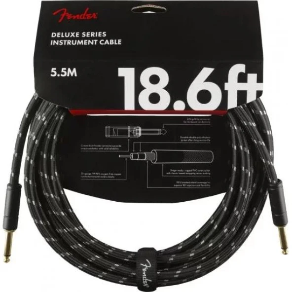 Fender Deluxe Düz/düz Uçlu 5m Siyah Tweed Enstrüman Kablosu