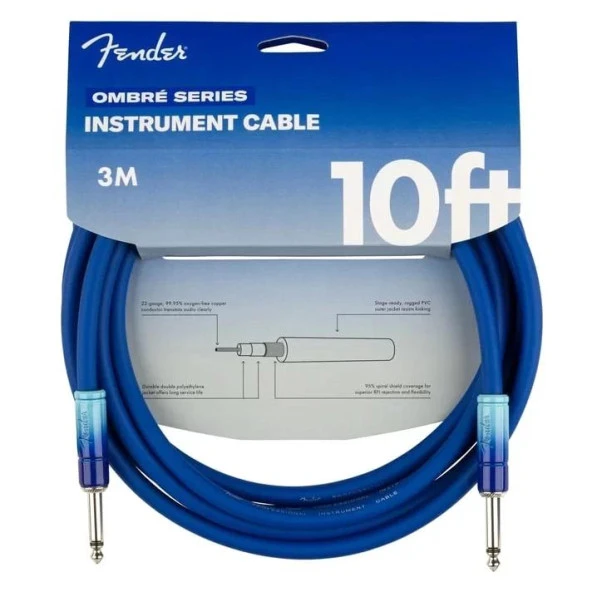 Fender Ombré Düz/düz Uçlu 3m Belair Mavi Enstrüman Kablosu