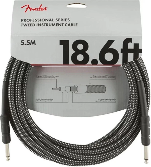 Fender Professional 5m Gri Tweed Enstrüman Kablosu