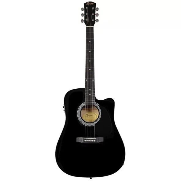 Squier Sa-105ce Dreadnought Cutaway Black Elektro Akustik Gitar