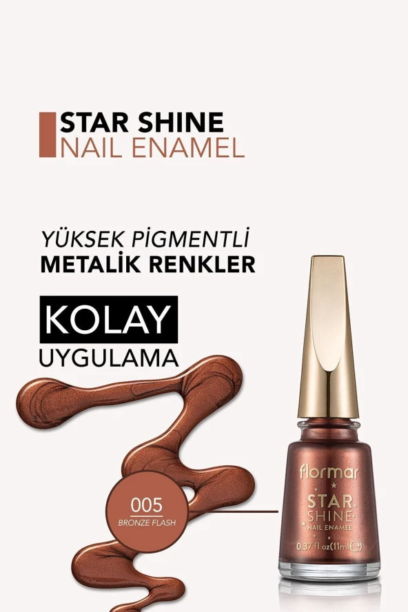 Metalik Parlak Oje - Star Shine Nail Enamel - 005 Bronze Flash-8690604564156 - Resim 4