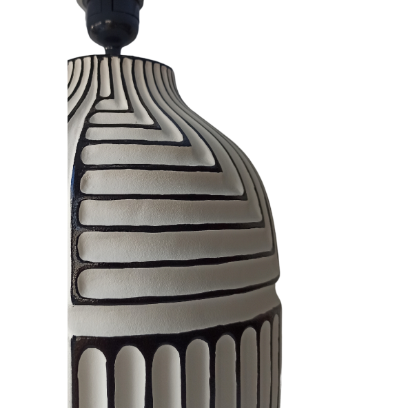 Aztek, Seramik Abajur, Masa Lambası, Table Lamp, Yükseklik 57 , çap 39cm, - 3