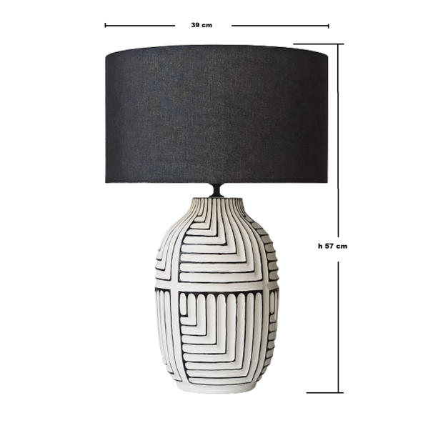 Aztek, Seramik Abajur, Masa Lambası, Table Lamp, Yükseklik 57 , çap 39cm, - 4