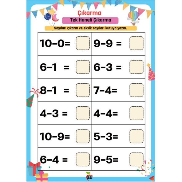 Okul Öncesi ve 1. Sınıflar İçin Matematik YAZ-SİL Kitap Seti - 6