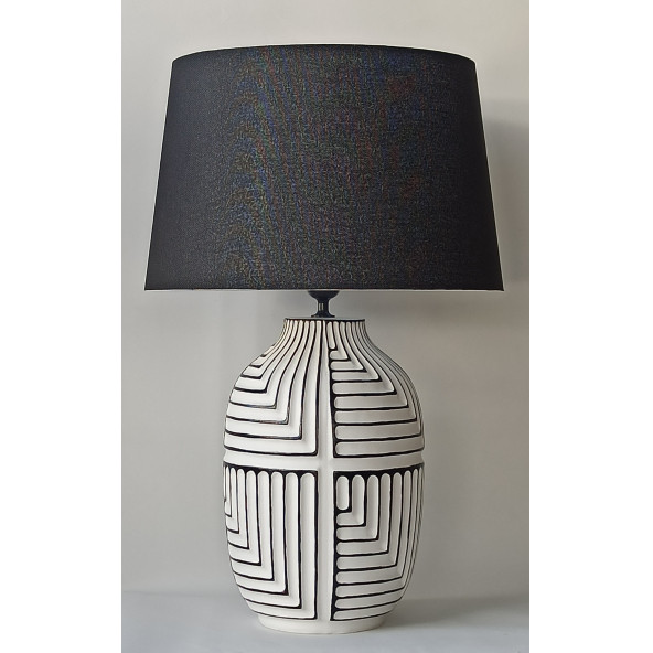 Aztek, Seramik Abajur, Masa Lambası, Table Lamp, Yükseklik 67 , Çap 39cm, - 2