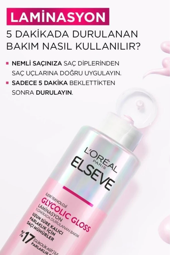 Loreal Elseve Glycolic Gloss Parlaklığı Saça Mühürleyen Laminasyon 5 Dakikada Durulanan Bakım 200ml - 6