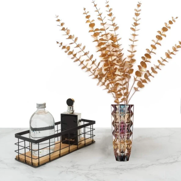 Nettenevime Yapay Çiçek Gold Altın Renk Okaliptus 3Dallı Uzun Dal 76cm Eucalyptus - Resim 5