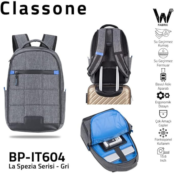 Classone La Spezia BP-IT604 15.6" Laptop Sırt Çantası - Resim 3