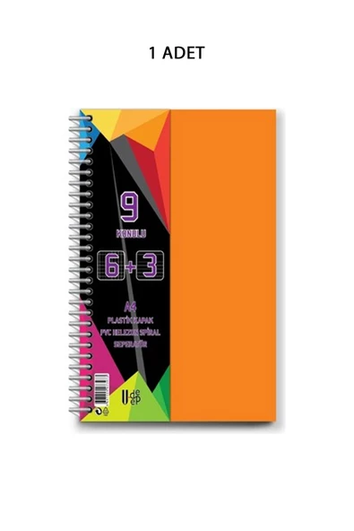 Spiralli PP Kapak 6+2+1 225 Yaprak 9 Ayraçlı Defter