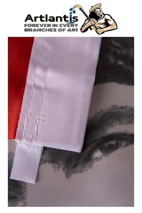 Atatürk Baskılı Türk Bayrağı 200x300 cm 1 Paket Dijital Baskı Bayraklı Atatürk Posteri Raşel Kumaş İç ve Dış Ortama Uygundur - 3