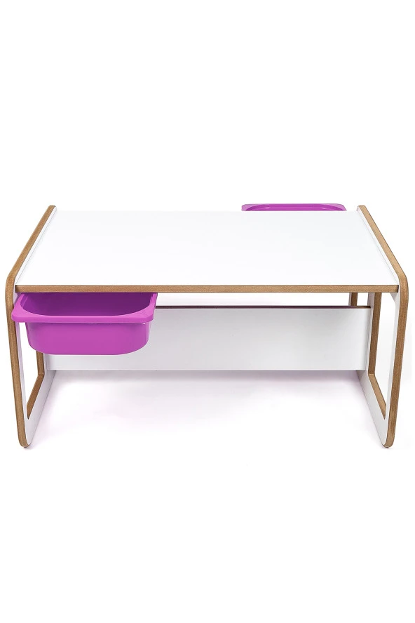 2 Kişilik Çekmeceli Oyun, Aktivite, Etkinlik Masası, Beyaz-Lila, MDF - 4