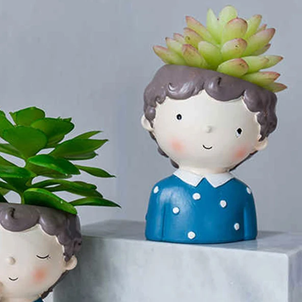 Erkek Çocuk Beton Saksı Silikon Kalıbı - 174 - Resim 2