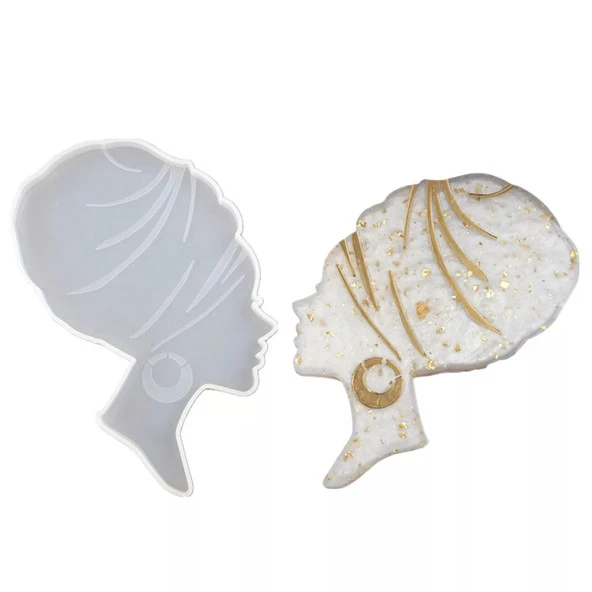 Kadın Silüeti Bardak Altı Reçine Epoksi ve Beton Kalıbı -Kod:240 - 2