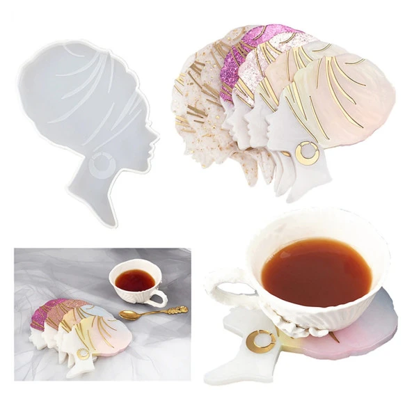 Kadın Silüeti Bardak Altı Reçine Epoksi ve Beton Kalıbı -Kod:240 - 3