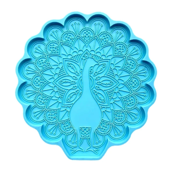 Reçine Epoksi Kalıp - Tavus Kuşu Bardak Altı Nihale - 993 - 6