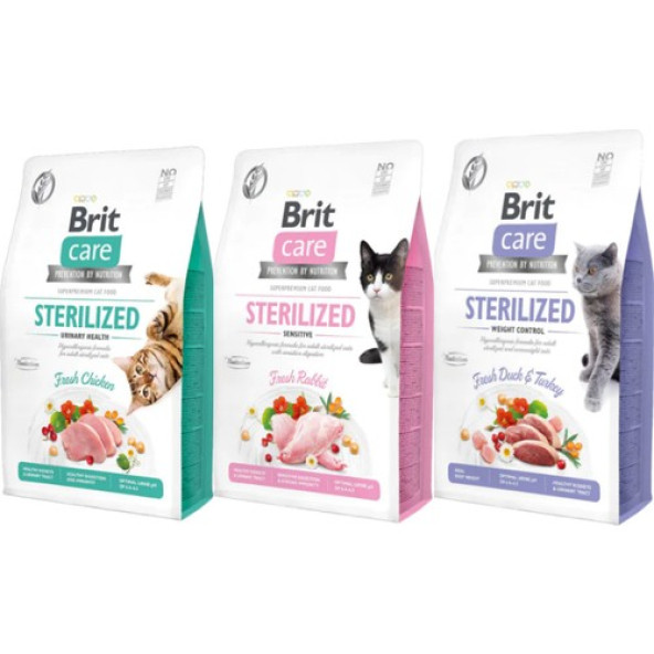 Brit Care Sterilized Urinary Health 2kg + Sensitive 2kg + Weight Control 2kg Kedi Maması