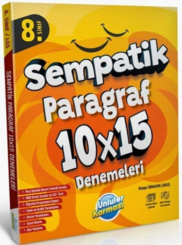 8. Sınıf Paragraf Sempatik 10 x 15 Deneme Ünlüler Karması