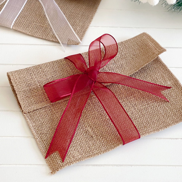 JÜT ZARF 14 X 19 CM (2 ADET) KIRMIZI KURDELELİ - 2