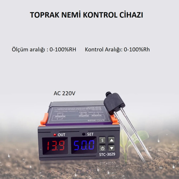 YATE10 STC-3029 220V-10A Toprak Nem Kontrol Cihazı - 3