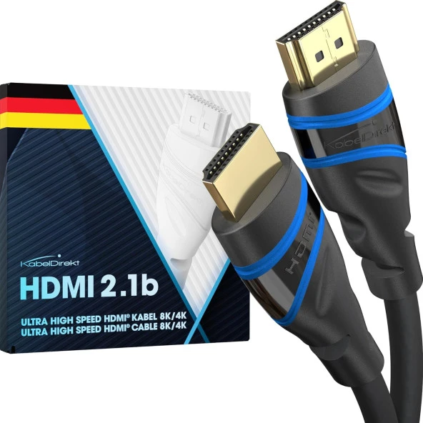 - HDMI 2.1 kablosu, son derece yüksek hızlı, sertifikalı - 1,5 m - 8K@60Hz, 48G, en son standart, mükemmel kalite için resmi lisanslı/test edilmiştir, PS5/Xbox için ideal, mavi/siyah