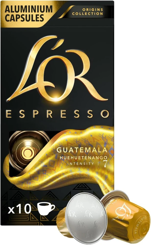 - Espresso Kahve - Guatemala - Origins Collection - Yoğunluk 7 - Yumuşak ve Dengeli Notalar - 1 Paket x 10 Alüminyum Kapsül