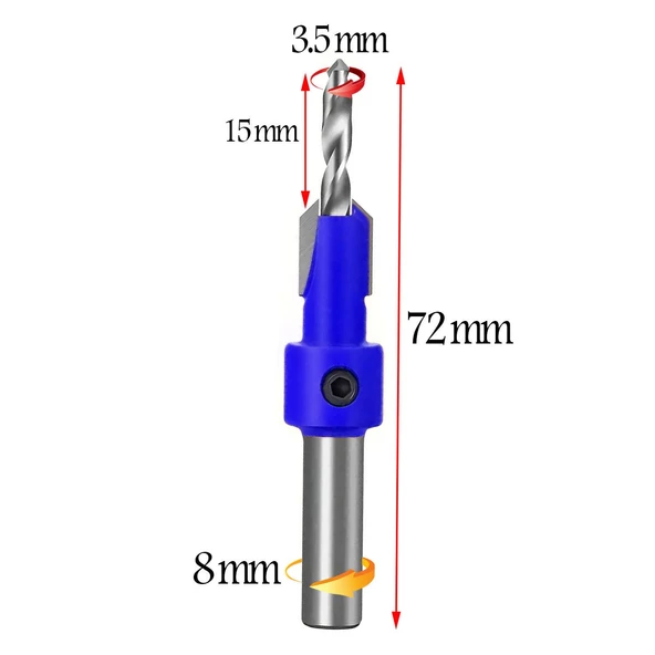 Havşa Ahşap Açma Matkap Ucu 3.5 mm Havşalı - 2