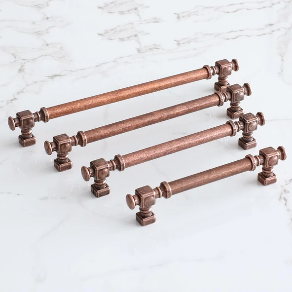Talas Eskitme Antik Bakır Düz Metal 128 mm 12.8 cm Mobilya Mutfak Dolabı Dolap Kulpu Kulbu Kulpları - Resim 4