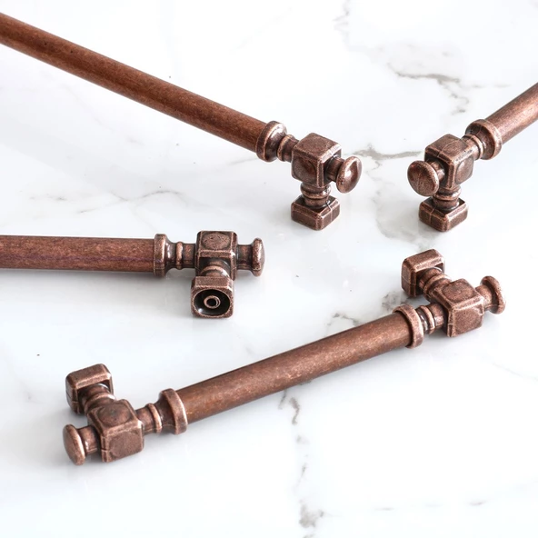 Talas Eskitme Antik Bakır Düz Metal 128 mm 12.8 cm Mobilya Mutfak Dolabı Dolap Kulpu Kulbu Kulpları - Resim 7