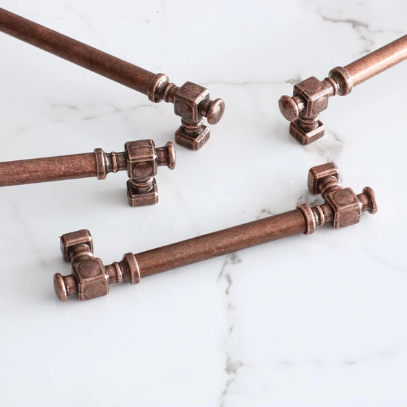 Talas Eskitme Antik Bakır Düz Metal 128 mm 12.8 cm Mobilya Mutfak Dolabı Dolap Kulpu Kulbu Kulpları - Resim 5