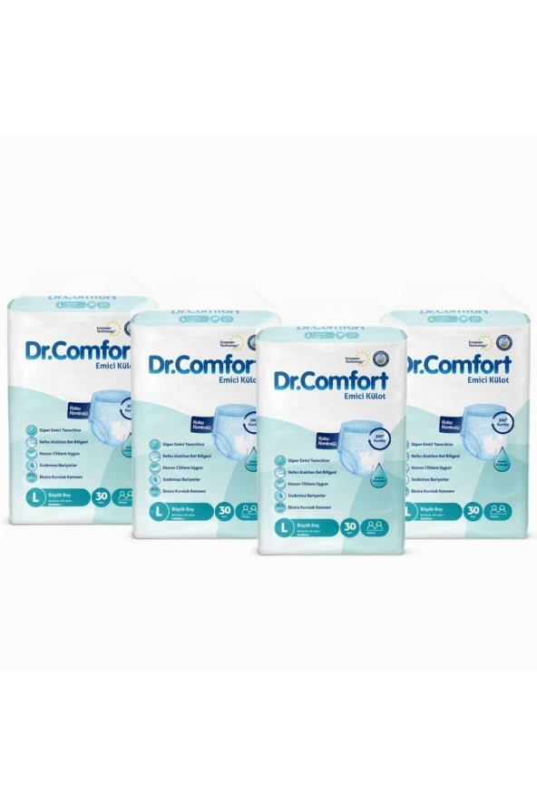 DR . COMFORT Yetişkin Emici Külot Large 30'lu 4 Paket 120 Adet