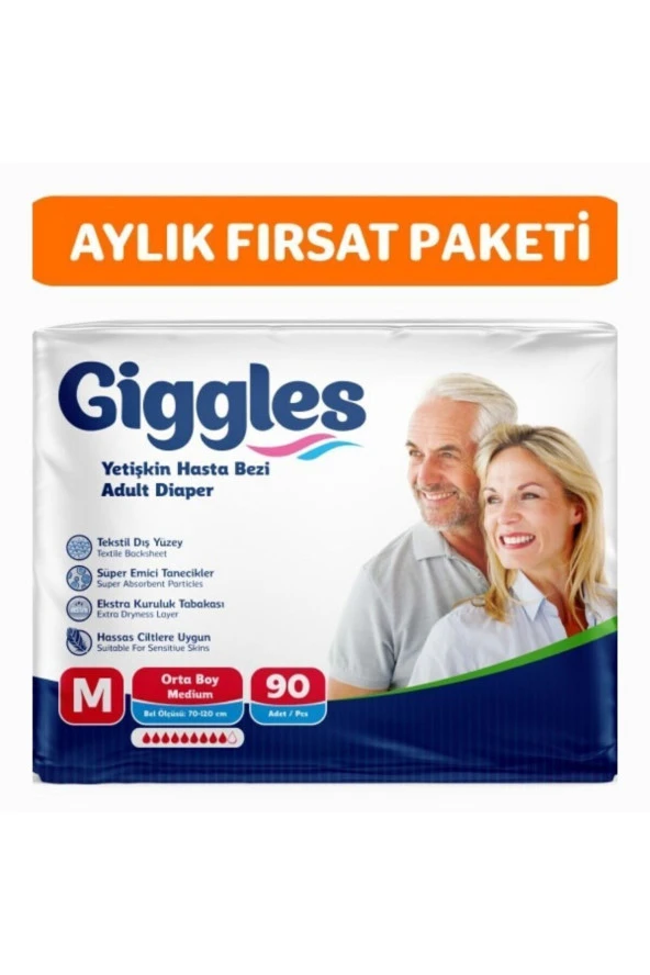 Yetişkin Bel Bantlı Hasta Bezi Medium 90 Adet