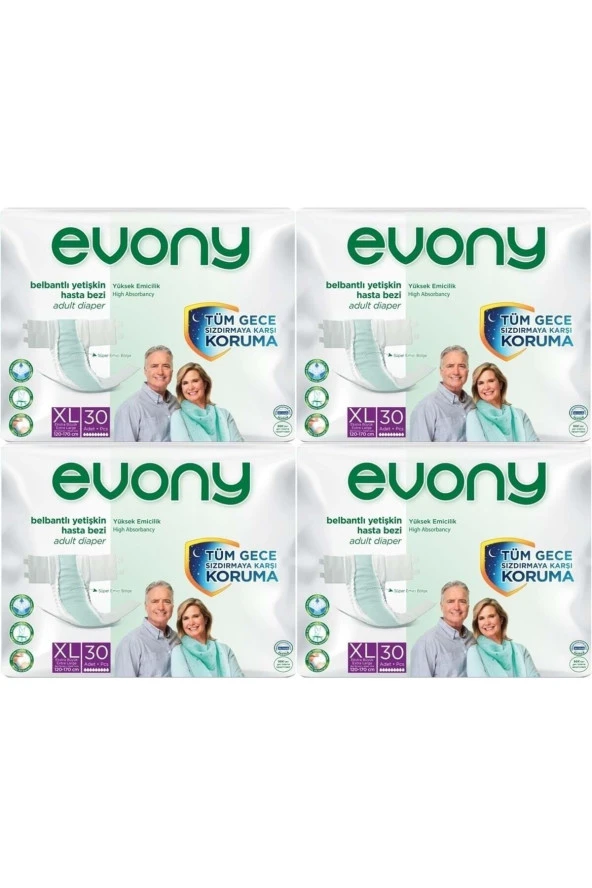 Hasta Bezi Yetişkin Bel Bantlı Tekstil Yüzey Extra Large- Ekstra Büyük Boy 120 Adet (4pkX30)