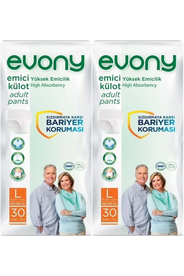 EVONY Hasta Bezi Yetişkin Emici Külot L-büyük Boy 60 Adet (2pkX30)