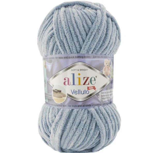 Alize Velluto Kadife Örgü İpi 428 Orta Gri Rengi
