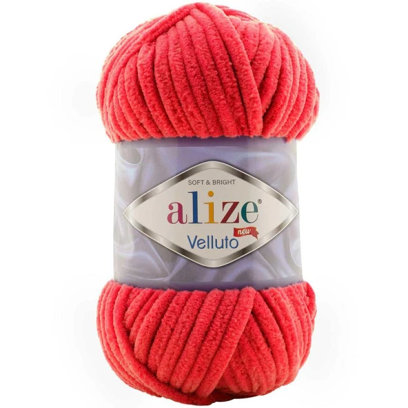 Alize Velluto Kadife Örgü İpi 56 Kırmızı Rengi