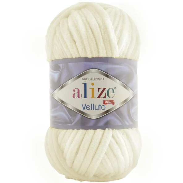Alize Velluto Kadife Örgü İpi 62 Krem Rengi