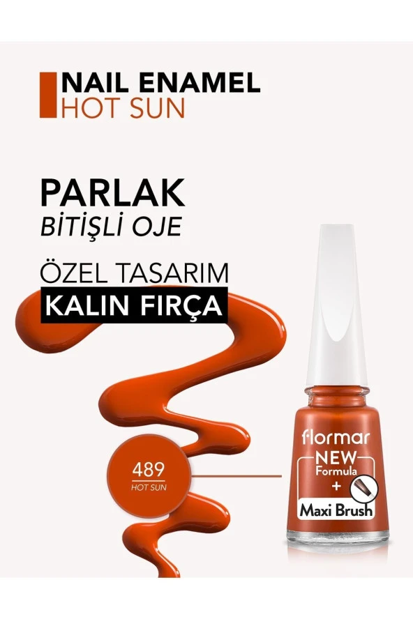 Nail Enamel Yüksek Pigmentli & Parlak Bitişli Oje Fne-489 Hot Sun - Resim 3